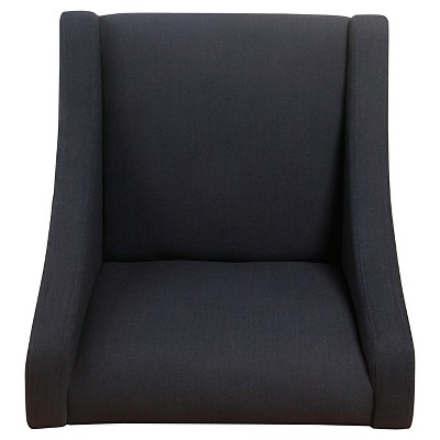 Deep Navy Modern Swoop Accent Chair with Nailhead Trim