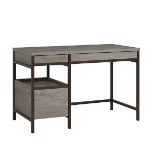 Manhattan Gate Single Ped Desk Mystic Oak- Sauder: 3 Drawers, Metal Frame, Home Office - 1 of 4