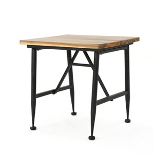 Ocala Acacia Industrial Side Table: Weather-Resistant, Square Patio Accent - Christopher Knight Home - 1 of 4