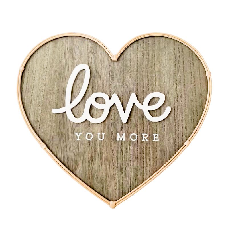 VIP Wood 15.75 in. Brown Love You More Heart Wall Decor, 1 of 2