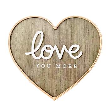 VIP Wood 15.75 in. Brown Love You More Heart Wall Decor