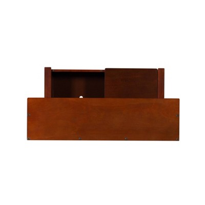 Walnut Finish Split-Seat Storage Hall Tree with Double Hooks