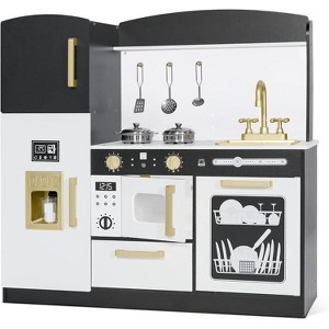 Wooden Play Kitchen Set for Kids with Ice Maker, Sink, Microwave, Dishwasher & Accessories – Educational Role Play Toy for Toddlers Ages 3+ - 1 of 4