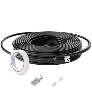 VEVOR Self-Regulating Pipe Heating Cable, 24FT 5W/FT Heat Tape for Pipes, Roof Snow Melting De-icing, Gutter and Pipe Freeze Protection, Black - 1 of 4