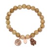 Chisel Stainless Steel Antiqued and Rose IP-plated Owl and Tree of Life 8mm Taupe Dyed Jade Beaded Stretch Bracelet - 3 of 4