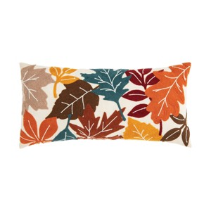C&F Home Fall Leaves Chain Stitch Small Petite Throw Pillow - 1 of 4