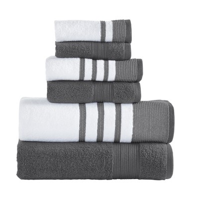 Modern Threads 6 Piece Bath Towel Set, Quick Dry Striped, Reinhart ...