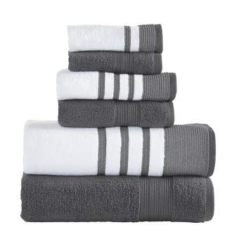 Modern Threads 6 Piece Bath Towel Set, Quick Dry Striped, Reinhart.