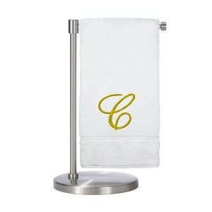 BC BARE COTTON Monogrammed Bath Towel, Personalized Gift, 27 x 54 inches - Set of 1 - White - Gold Script - 1 of 4