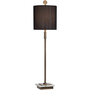 Uttermost Modern Buffet Table Lamp 33 3/4" Tall Antique Brass Black Linen Drum Shade for Bedroom Living Room Nightstand Bedside - 1 of 1