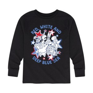 Boys' - SpongeBob SquarePants - Red, White and Deep Blue Sea Long Sleeve Graphic T-Shirt - 1 of 4