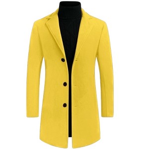 Lars Amadeus Men's Slim Fit Winter Notched Lapel Single Breasted Long Jacket Overcoat - 1 of 4