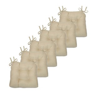 Kate Aurora Country Living Plush Solid Colored Country Farmhouse Reversible Chair Cushions/Pads With Tear Proof Ties - 1 of 4