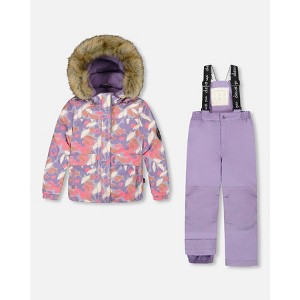 Deux par Deux Girl Two-Piece Discover Snowsuit with Printed Jacket Purple Gray - 1 of 4