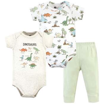 Hudson Baby Cotton Bodysuit and Pant Set, Dinosaur Adventures Short-Sleeve