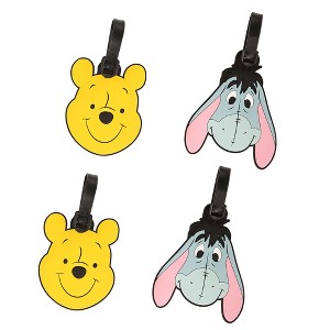 Disney Winnie The Pooh Luggage Tags Gifts Winnie and Eeyore PVC Travel Tags Gifts - Set of 4 - 1 of 4