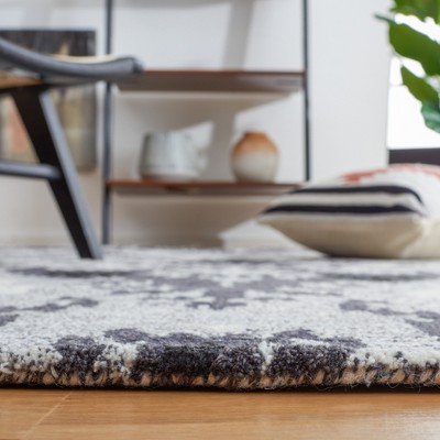 Grey and Black Hand-Tufted Wool Runner Rug