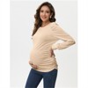 Clearlove Women’s Maternity Puff Sleeve Top Long Sleeve Round Neck Stretchy Ruched Side Pregnancy Shirt - 3 of 4