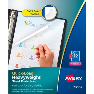 Avery Quick-Load Two-Side Loading Sheet Protectors, 8-1/2 x 11 Inches, Diamond Clear, Box of 50