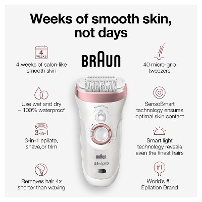 Braun Silk-epil 9-720 2-in-1 Women&#39;s Cordless Wet &#38; Dry Epilator + Bikini Trimmer + 2 Extra Accessories_1