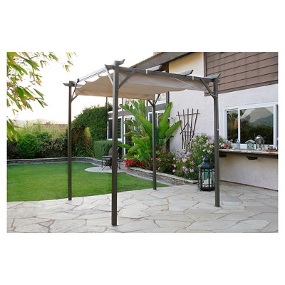 Pacific Casual 8' x 8' Steel Pergola with Retractable Top