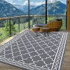 Coucheta Outdoor Rug Reversible Waterproof Patio Rug for Camping, Picnic & Backyard - Grey White Geometric Design, Multi-Color & Size - 2 of 4