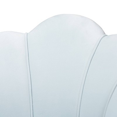 Seashell-Inspired Light Blue Velvet & Gold Accent Chair