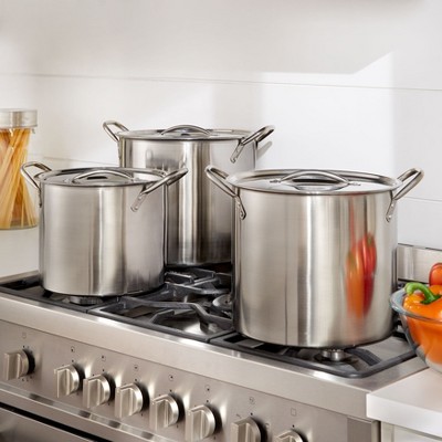 BrylaneHome 6 Piece Stainless Steel Stockpot Set