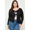 Slickblue Plus Size Women's Solid Ribbed Pointelle Cardigan, Open Front Lightweight Knit, Black, Size 1XL-3XL - 2 of 4