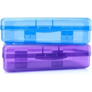Fmeida Pencil Box, Large Capacity Clear Pencil Case, 1 Pack Hard Pencil Case, Clear Crayon Box with Snap-tight Lid Stackable Design - 1 of 4