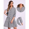 INSPIRE CHIC Women's Plaid V-neck 3/4 Sleeve Cute A-Line Casual Midi Dress - 2 of 4