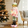 LuxenHome Lighted Nutcracker Pink Soldier with Candy Tree, Battery Operated Holiday Decoration - 2 of 4