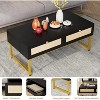 46-Inch Mid-Century Modern Coffee Table with 2 Rattan Drawers, Wood Top & Sturdy Metal Frame, Accent Center Table for Living Room or Meeting Room - 4 of 4