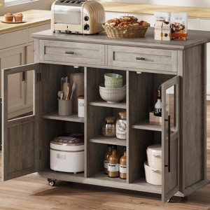 Jojoka Kitchen Island Cart,Rolling Kitchen Island with Storage Cabinets,Drawers and Racks - 1 of 4