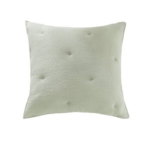 Andre cotton gauze embroidered Euro Sham - 26x26 - Sage - 1 of 4