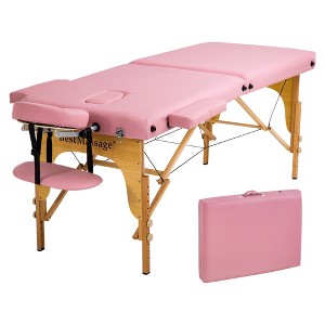 FDW Massage Table Spa Bed 84 Inches PU Portable Massage Bed 2 Fold Heigh Adjustable Massage Table Bed w/Free Carry Case Facial Cradle Salon Bed - 1 of 4