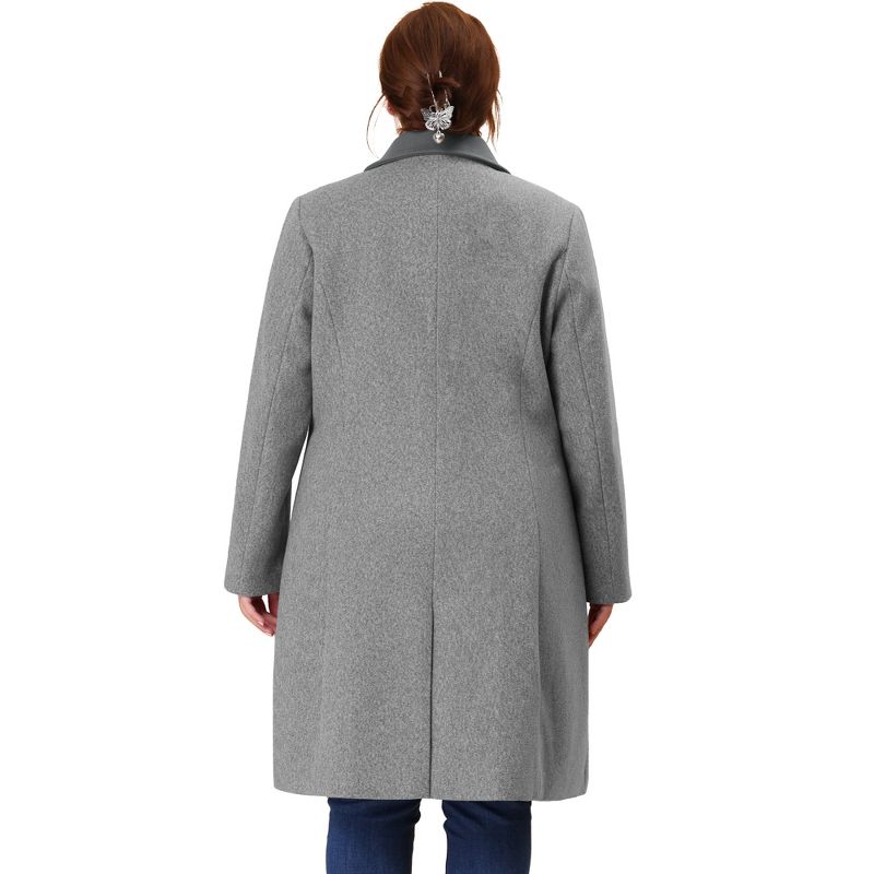 Agnes Orinda Women's Plus Size Fashion Notched Lapel Double Breasted Pea Coats, 4 of 6
