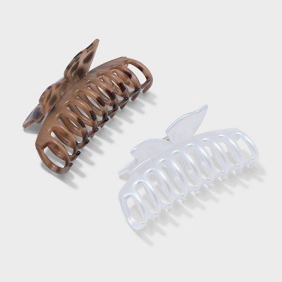 Jelly Top Butterfly Claw Hair Clip Set 2pc - Wild Fable&#8482; Tort/White