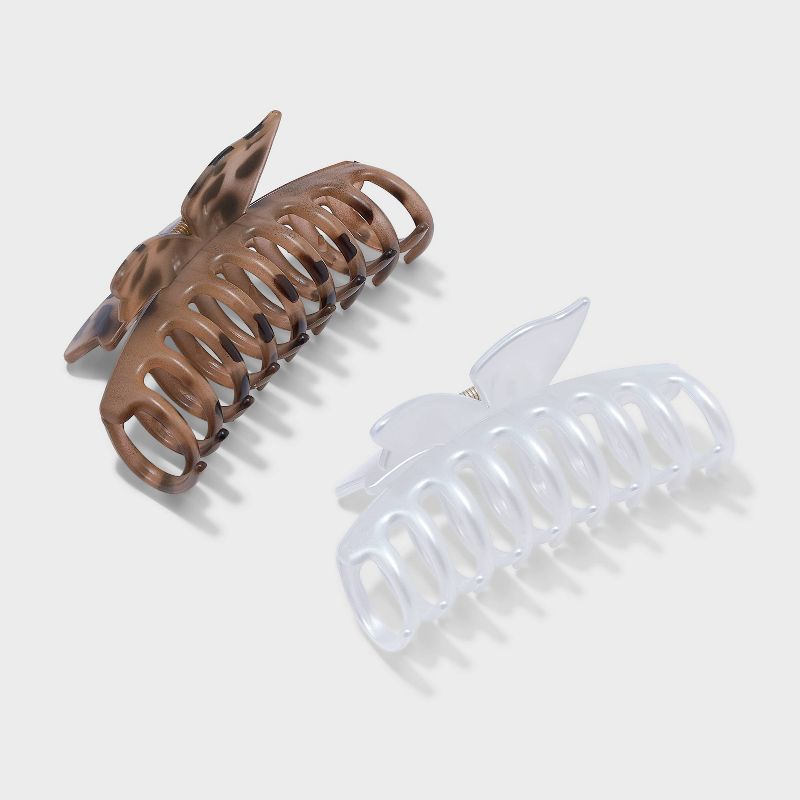 Jelly Top Butterfly Claw Hair Clip Set 2pc - Wild Fable&#8482; Tort/White, 1 of 5