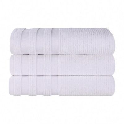 Zero Twist Cotton Ribbed Modern Geometric Border Face Towel Washcloth Set  Of 12, White - Blue Nile Mills : Target