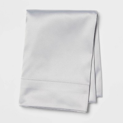 Standard Satin Solid Pillowcase Light Gray - Room Essentials™