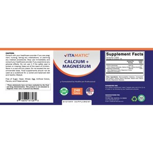 Vitamatic Calcium Magnesium Complex - 1000mg Calcium, 500mg Magnesium – 240 Tablets - 1 of 1