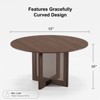 PexFix 52" x 52" Farmhouse Kitchen Dining Room Table Furniture Round Walnut Kitchen Table with Rattan Woven Legs for Kitchen Bar Living Room - 2 of 4