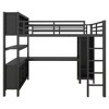 Metal Loft Bed with Wardrobe And L-shaped Desk Full Size Loft Bed with Storage Cubes and Shelves Heavy Duty Loft Bed for Kids Teens Adults White - 4 of 4