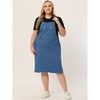 Women's Plus Size Overall Distressed Racerback with Pockets Denim Jumpers Dress - Agnes Orinda - 3 of 4