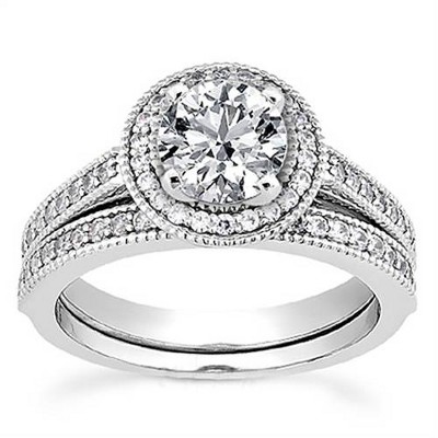 Pompeii3 3/4ct Diamond Engagement Ring Set 14K White Gold