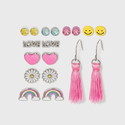 Girls' 9pk Smiley Earring Set - Cat & Jack™