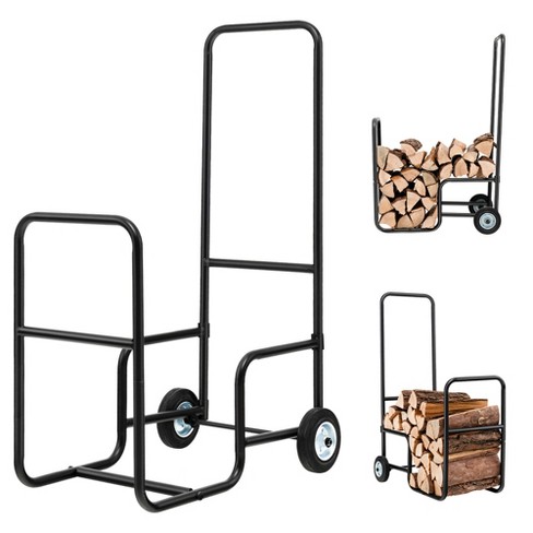 Costway 19'' Firewood Storage Rack Leaf Patterns Firewood Storage