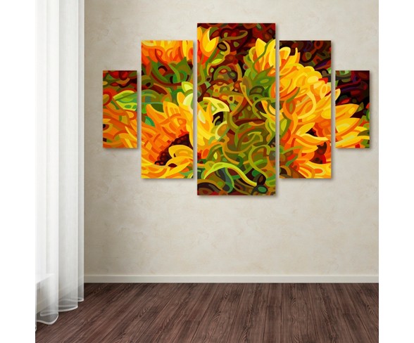 'Four Sunflowers' by Mandy Budan Ready to Hang Multi Panel Art Set