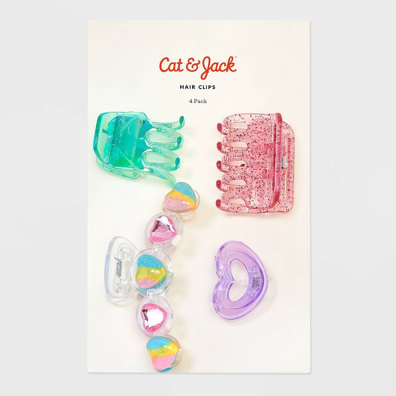 Girls&#39; 4pk Claw Clips with Hearts - Cat &#38; Jack&#8482;, 3 of 5